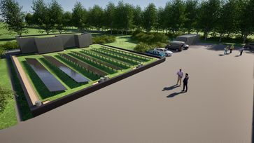 Modellansicht der Solaranlagen bei dem Neubau Wasserwerk Thiene © SWO Netz