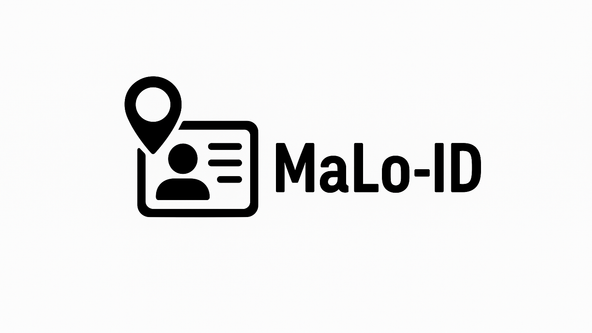 Schwarze Grafik eines Passes mit Pin mit der Aufschrift "MaLo-ID" 