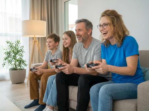 Familie beim Gaming