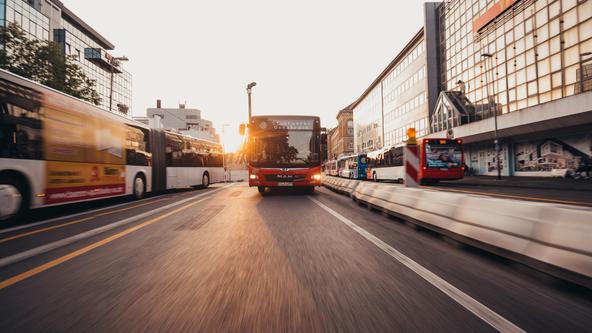 Bus fährt über den Neumarkt