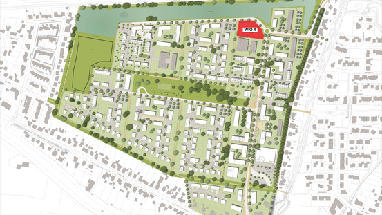 Wohnen im Landwehrviertel: Lageplan der Wohngebäude Günther-Kittelmann-Straße (WiO 4)