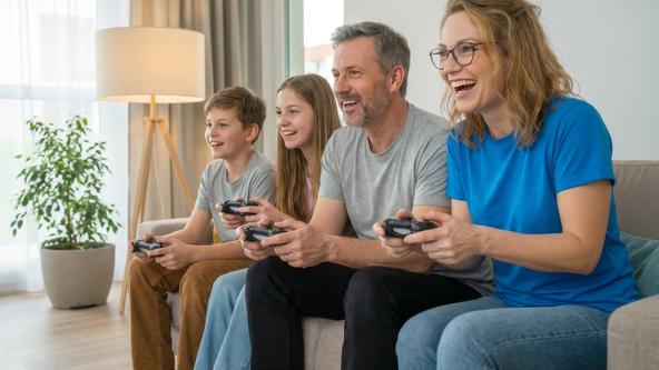 Familie beim Gaming